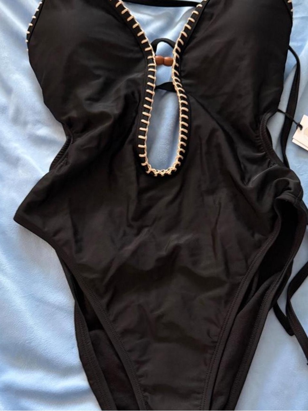 Shade & Shore Black One-Piece Swimsuit with Front Cutout